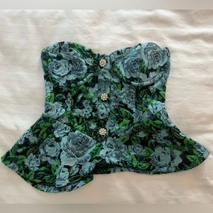 Zara floral jacquard bustier with jewel buttons